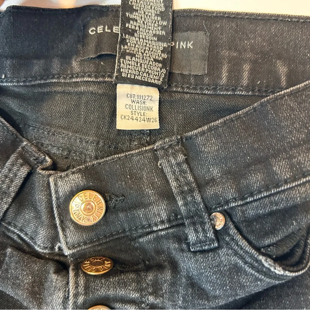 Celebrity Pink Girls Black Skinny Distressed Jeans Kids Size 10